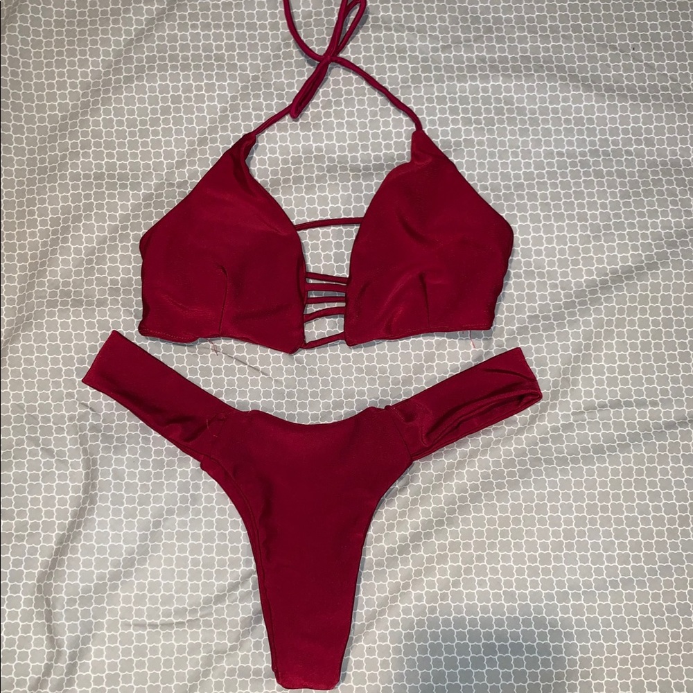 Red strapy bikini